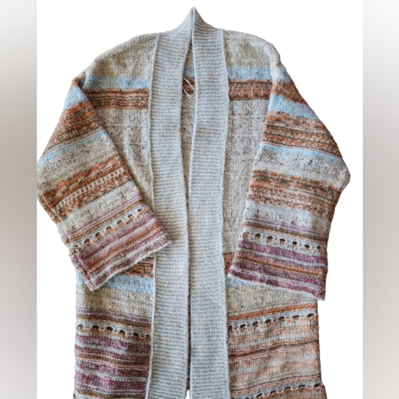 Zaket & Plover Multi Texture Cardi in Mix Pebble - Picture 2 of 6